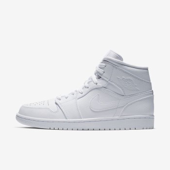 Nike Air Jordan 1 Mid - Férfi Jordan Cipő - Fehér/Fehér/Fehér